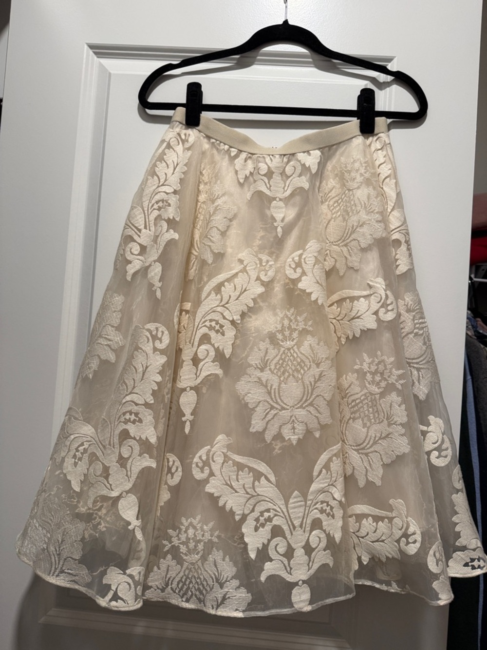 Yoana Baraschi Ivory Lace Appliqué Circle Skirt